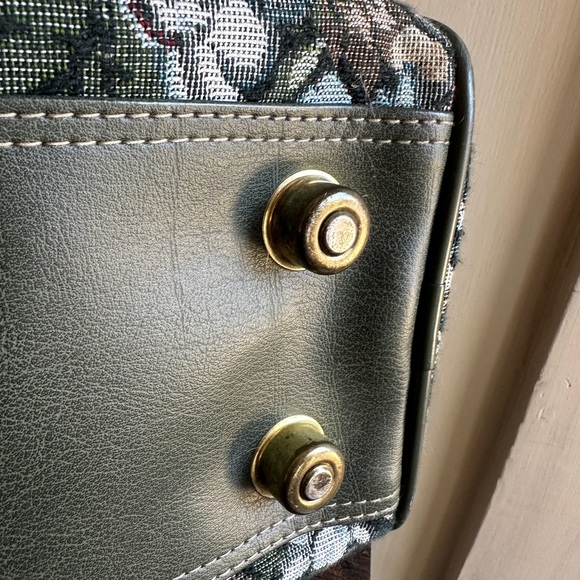 Vintage Tapestry Carpet Bag Purse | American Flyer Doctor Bag Style Handbag - Picture 12 of 14